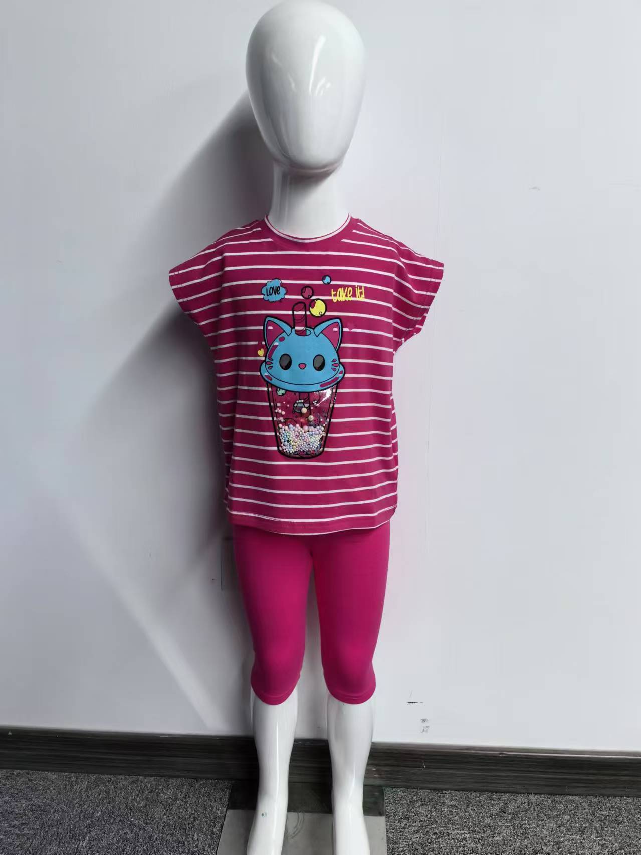Knitted set for girls t-shirt,